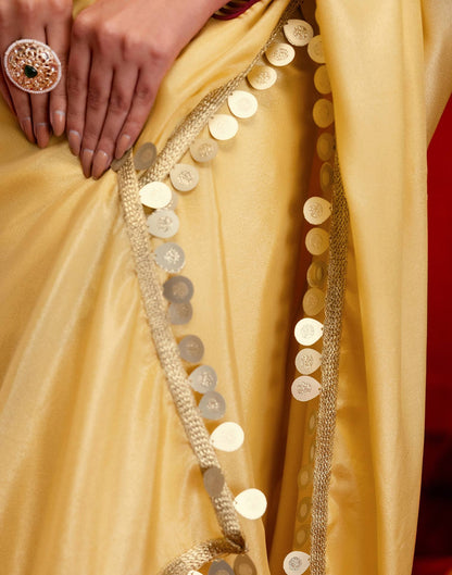 Dusty Golden Shimmer Lace Saree