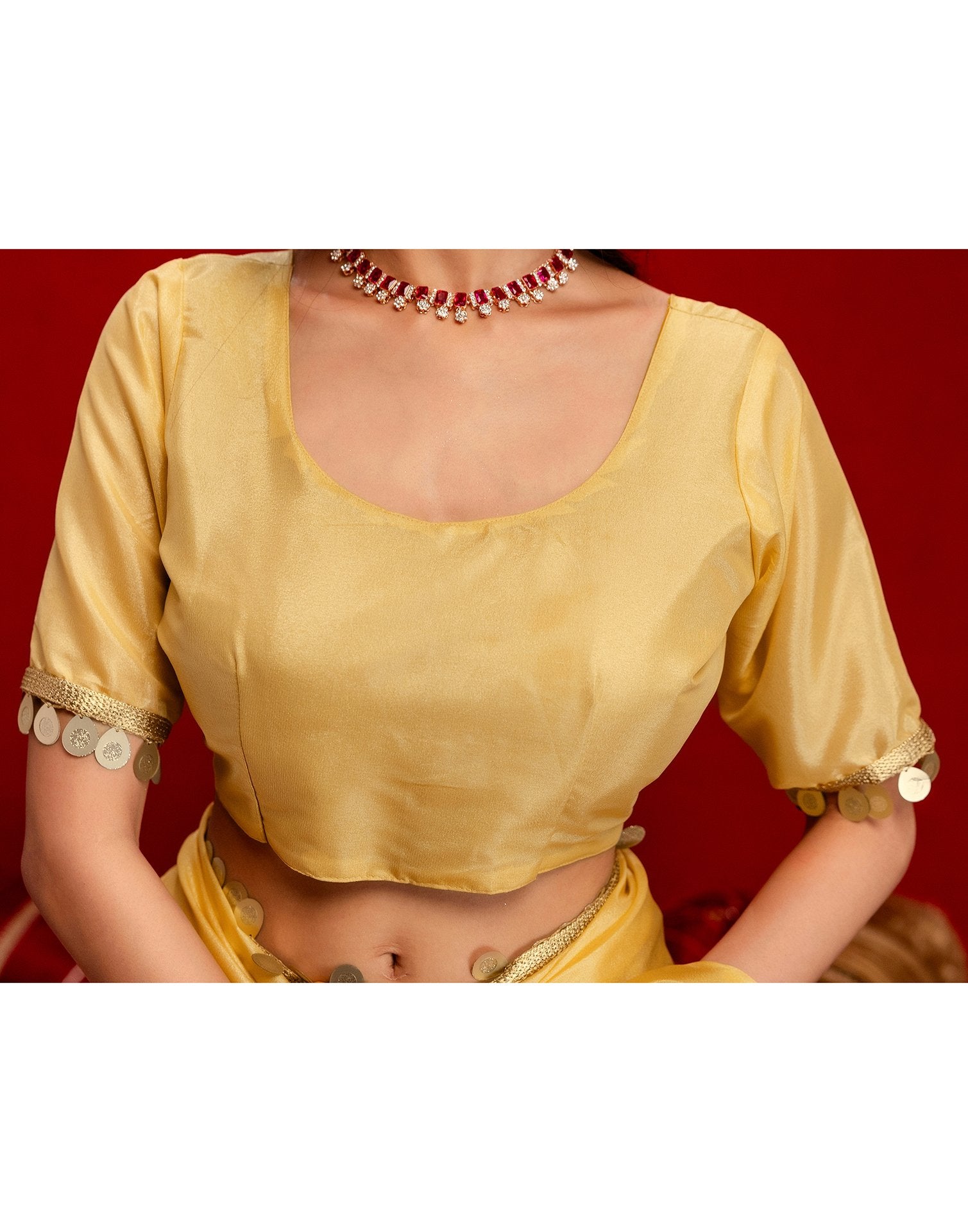 Dusty Golden Shimmer Lace Saree