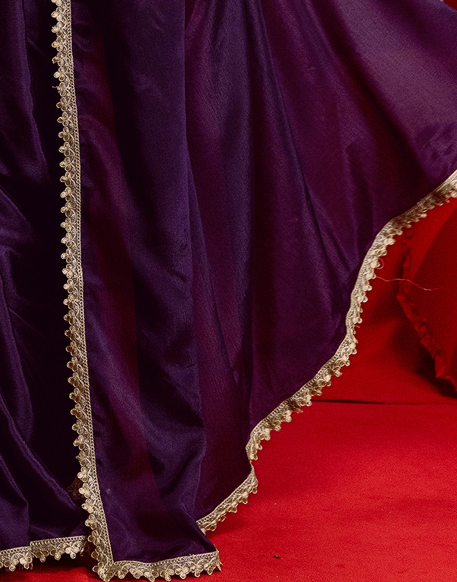 Dark Purple Chinon Lace Saree
