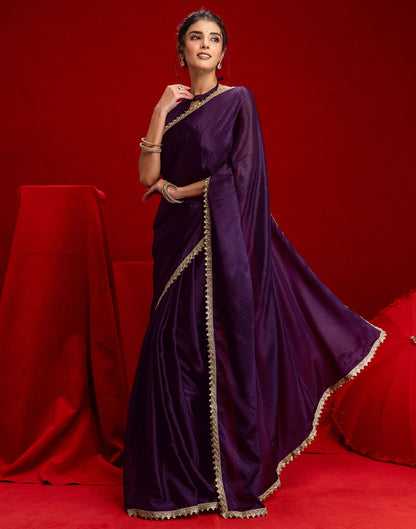 Dark Purple Chinon Lace Saree