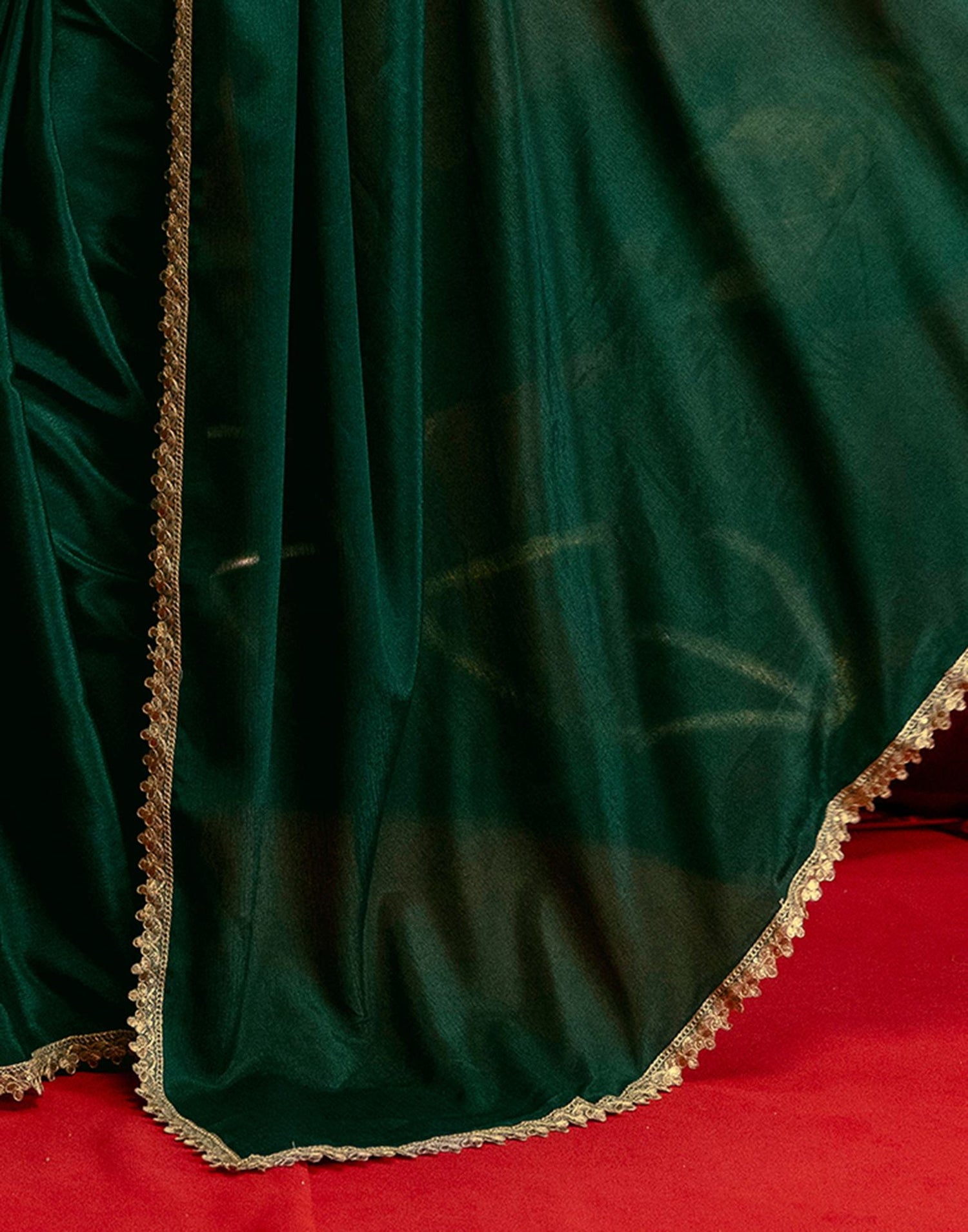 Dark Green Chinon Lace Saree