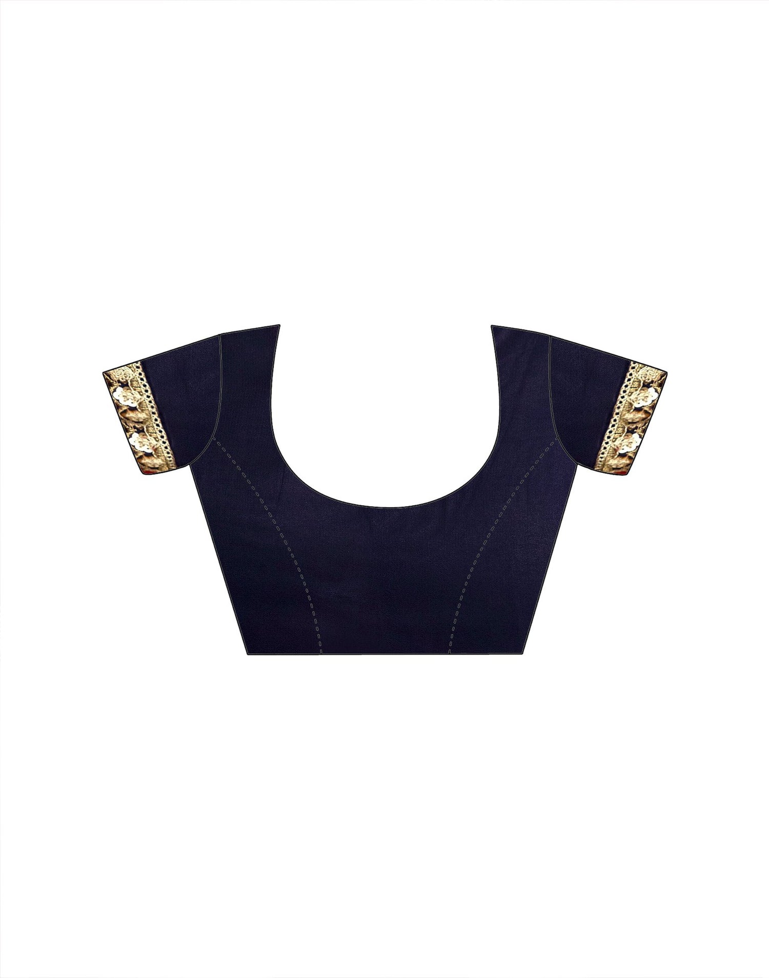 Navy Blue Georgette Sequence Embroidery Lace Saree