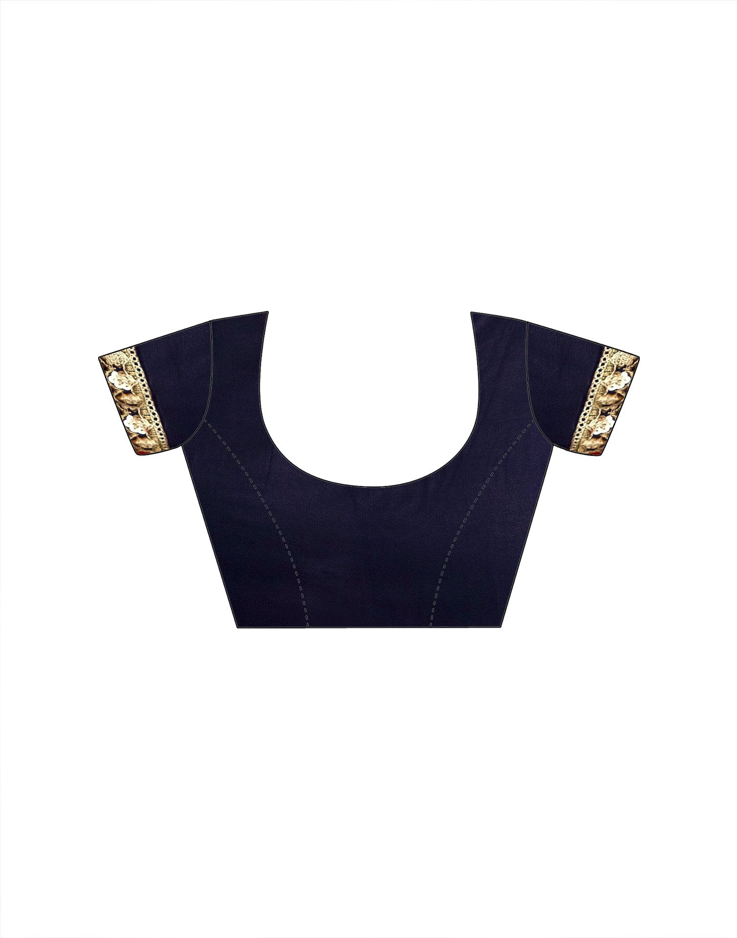 Navy Blue Georgette Sequence Embroidery Lace Saree