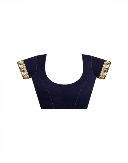 Navy Blue Georgette Sequence Embroidery Lace Saree