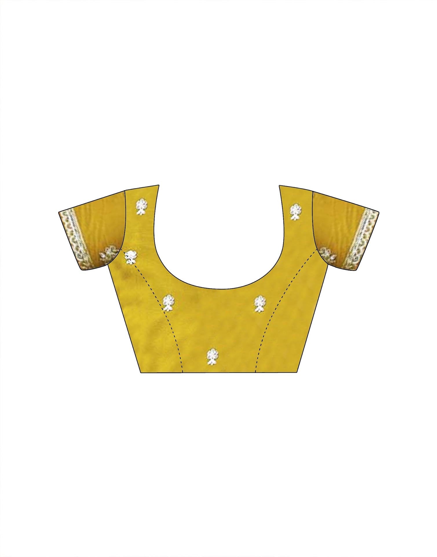 Mustard Yellow Shimmer Sequence Embroidery Saree