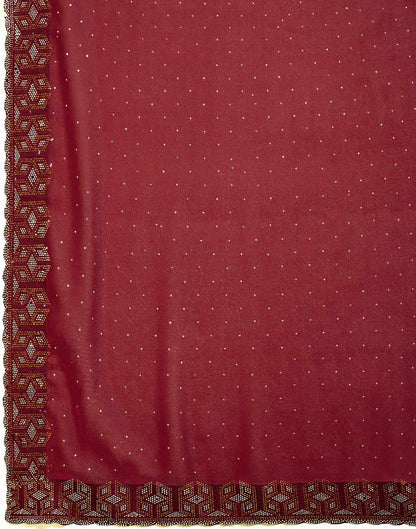Rust Shimmer Stone Work Swarovski Saree