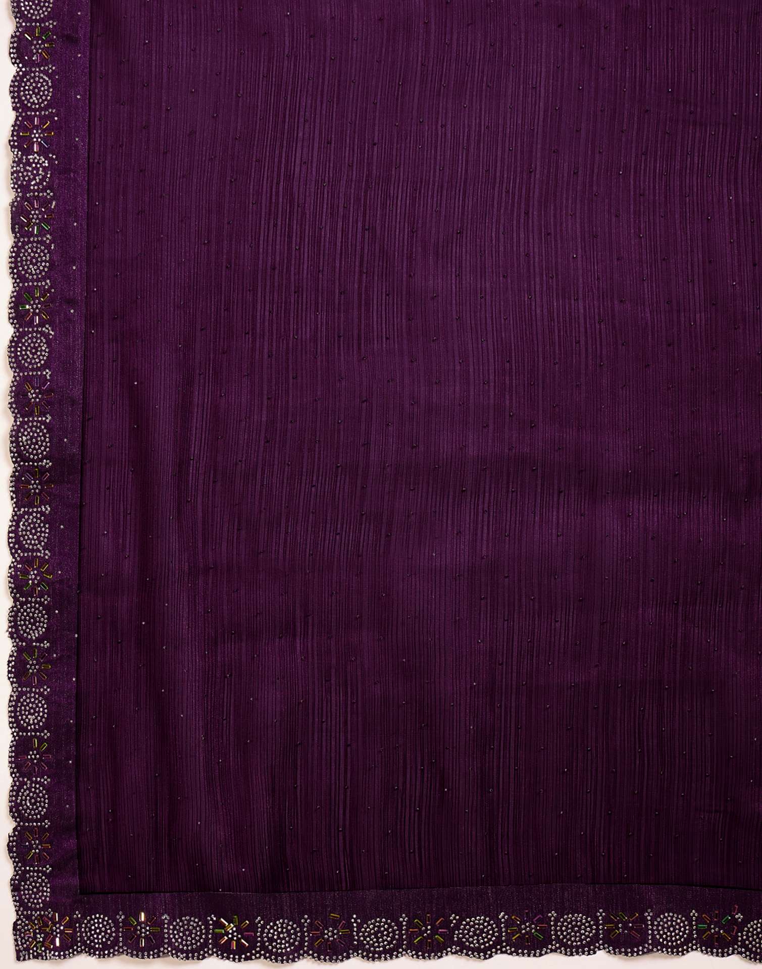 Dark Purple Shimmer Stone Work Swarovski Saree