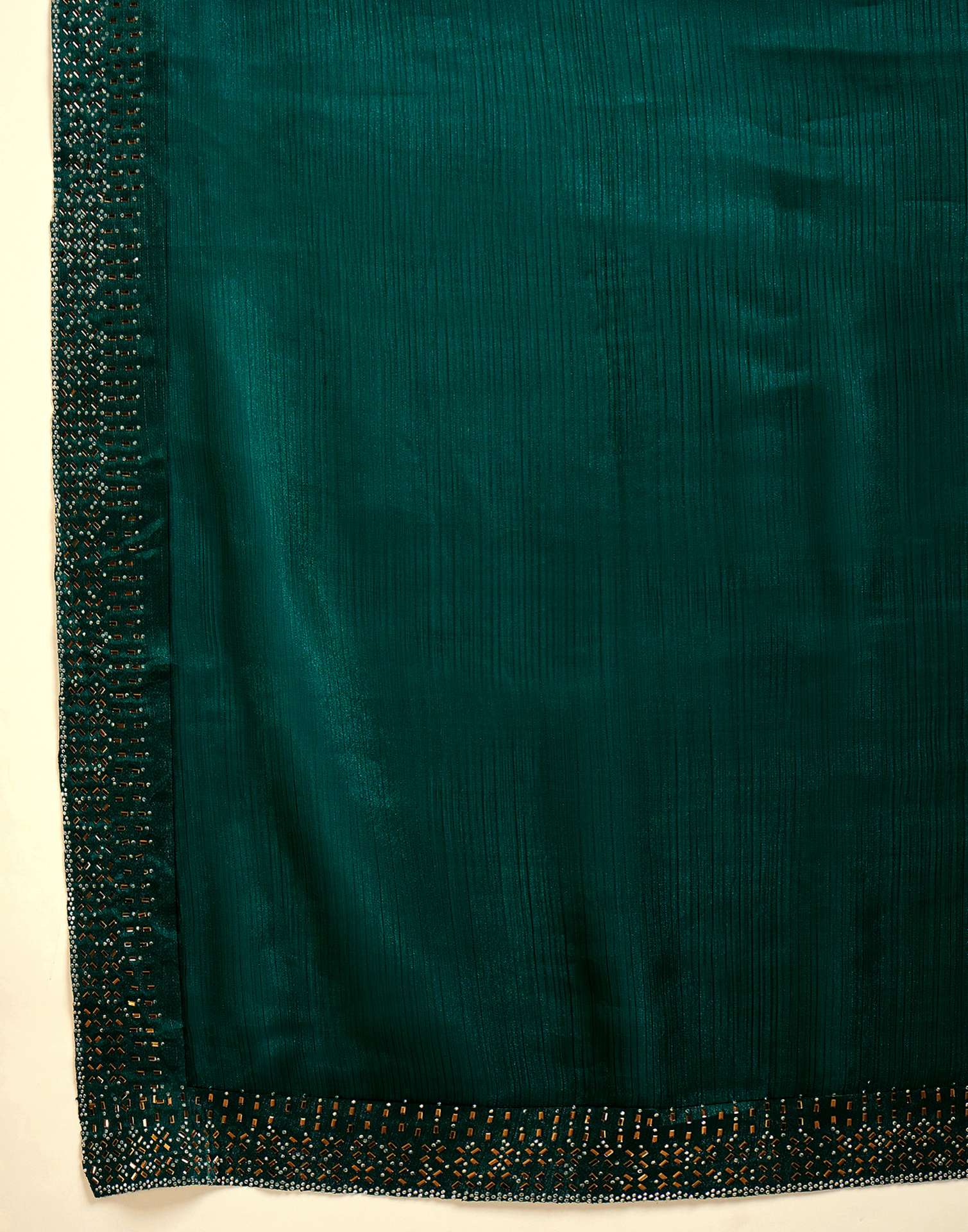 Dark Green Shimmer Stone Work Embellished Saree