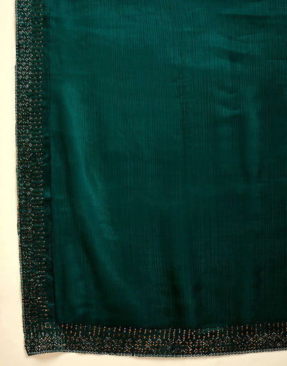 Dark Green Shimmer Stone Work Embellished Saree