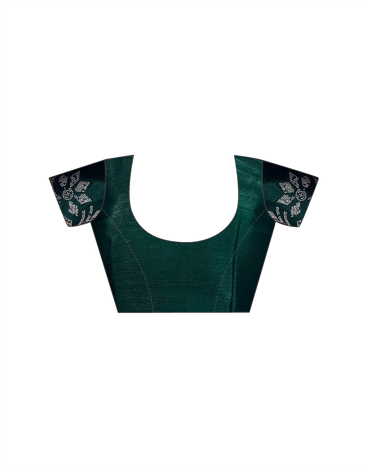 Dark Green Shimmer Stone Work Swarovski Saree