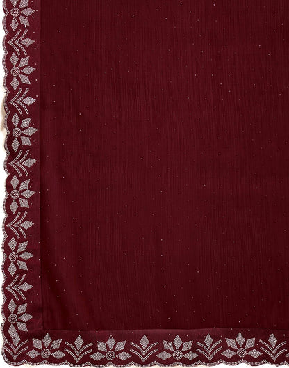 Maroon Shimmer Stone Work Swarovski Saree