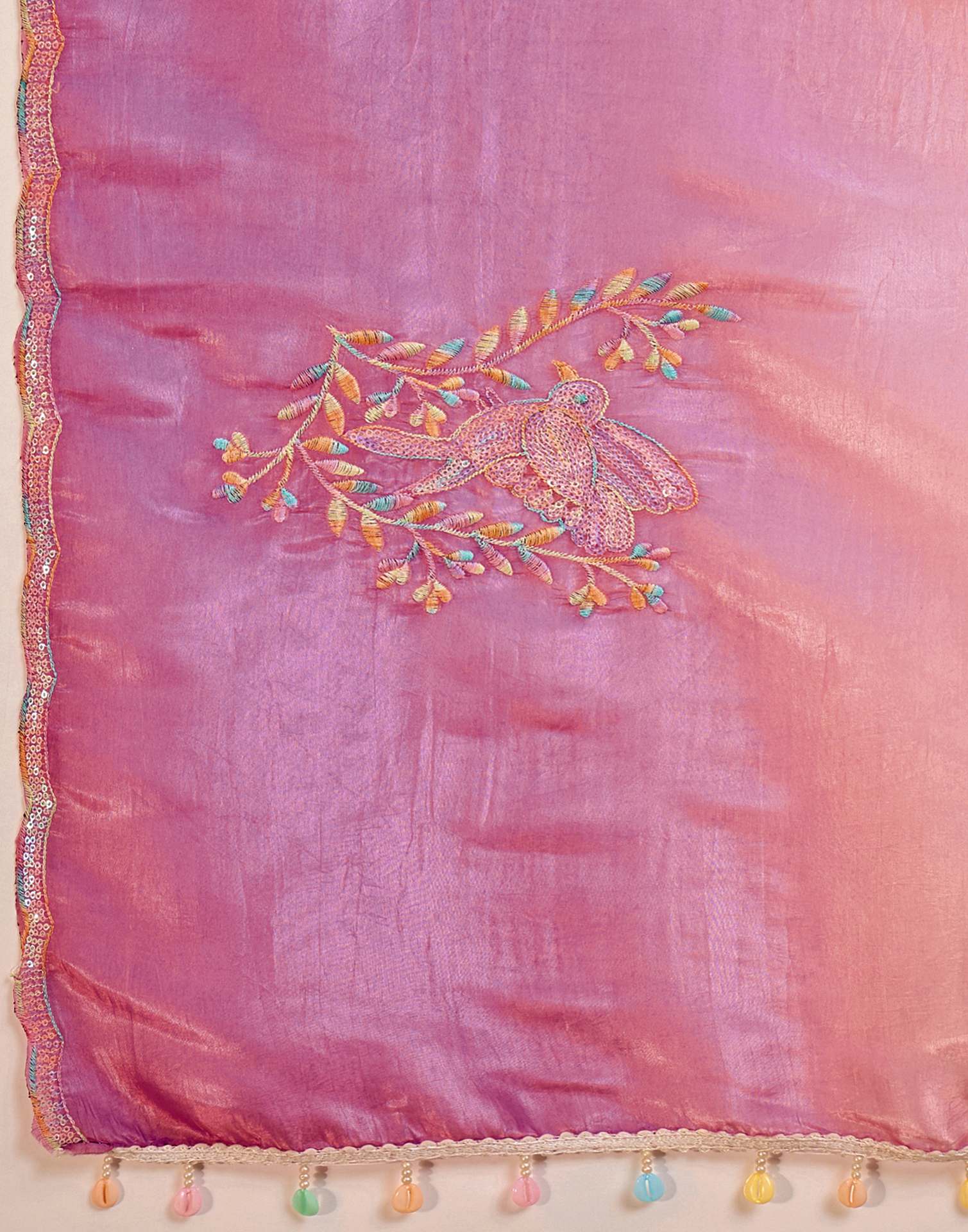 Lavender Tissue Silk Sequence Embroidery Saree