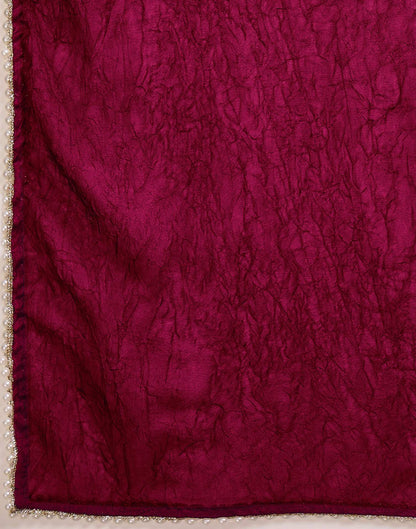 Dark Magenta Crush Silk Pearl Lace Saree