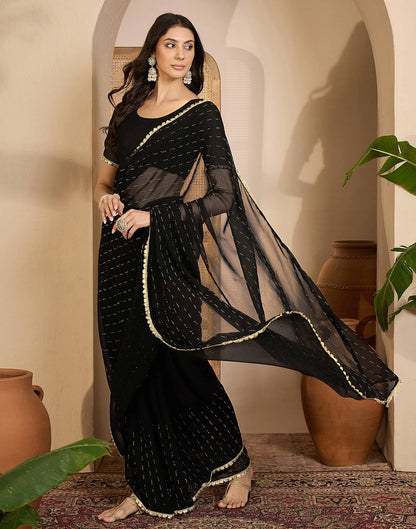 Black Georgette Stone Work Lace Saree