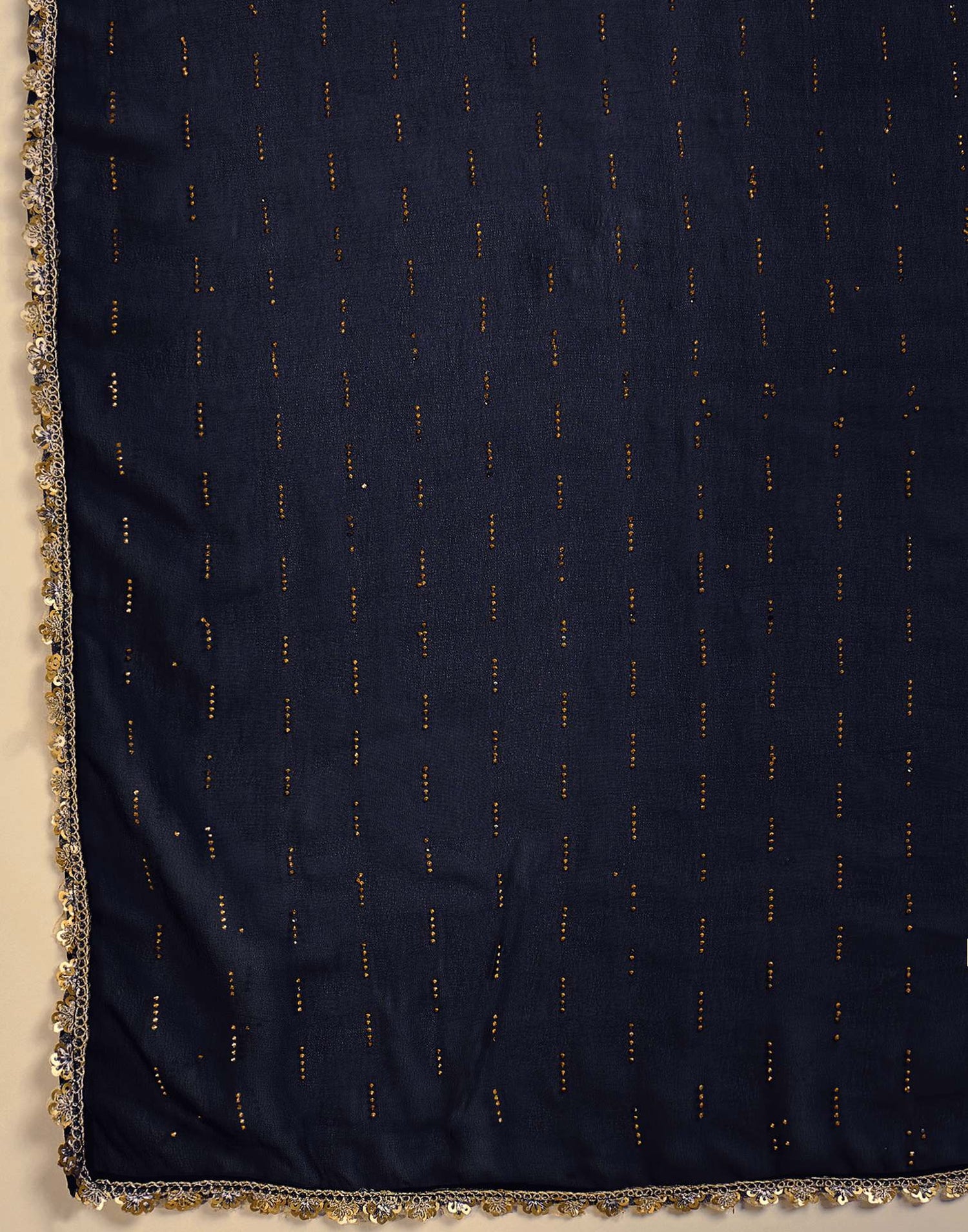 Navy Blue Georgette Stone Work Lace Saree