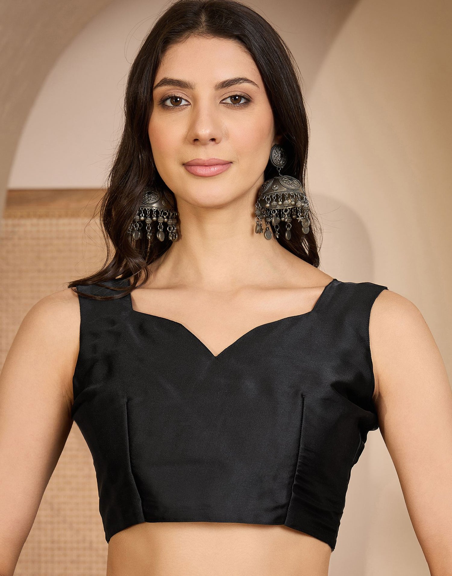 Black Satin Printed Saree