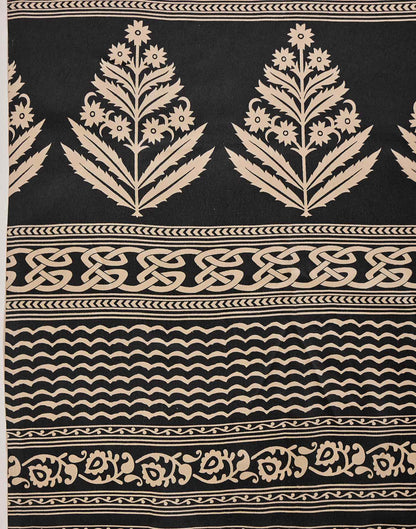 Black Satin Printed Saree