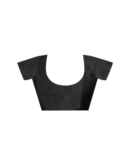 Black Satin Printed Saree