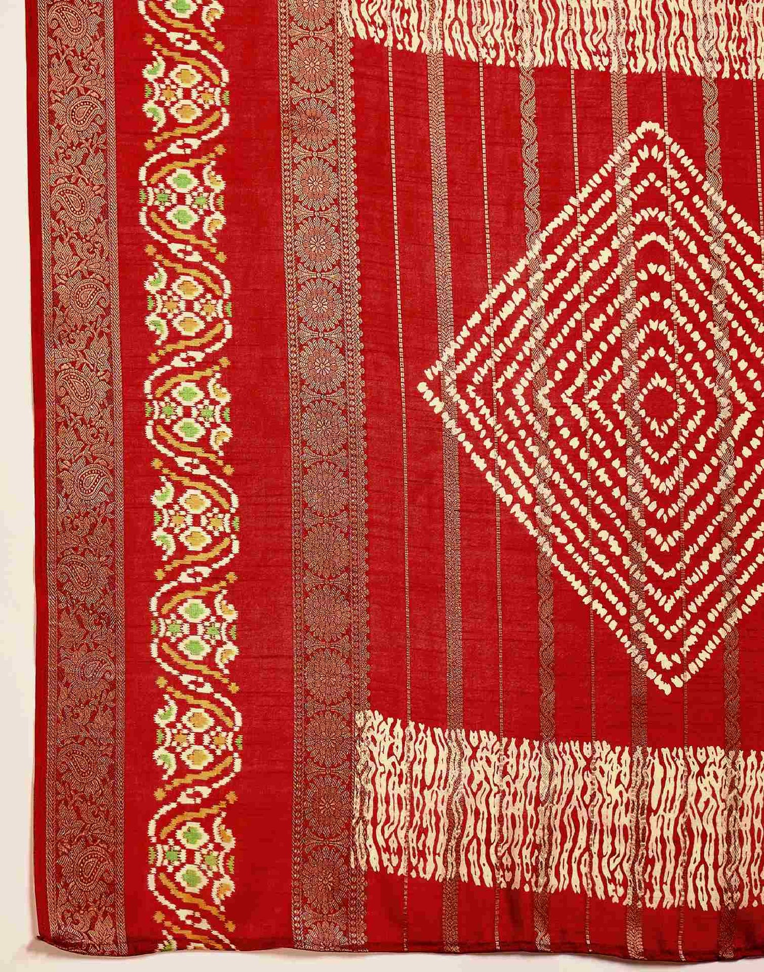 Red Silk Printed Bandhani Saree