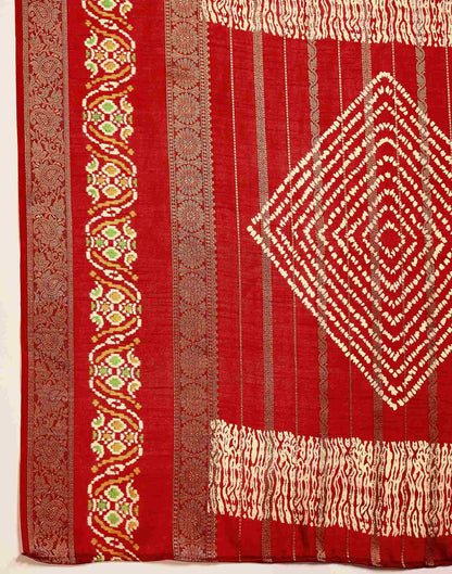 Red Silk Printed Bandhani Saree