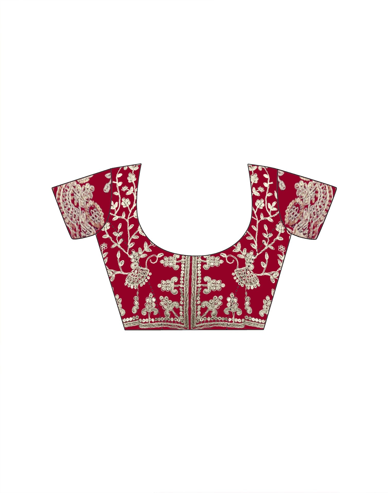 Dark Pink Tissue Silk Sequence Embroidery Saree