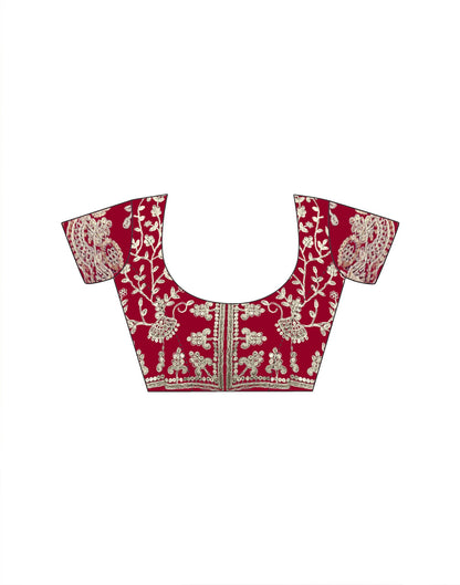 Dark Pink Tissue Silk Sequence Embroidery Saree