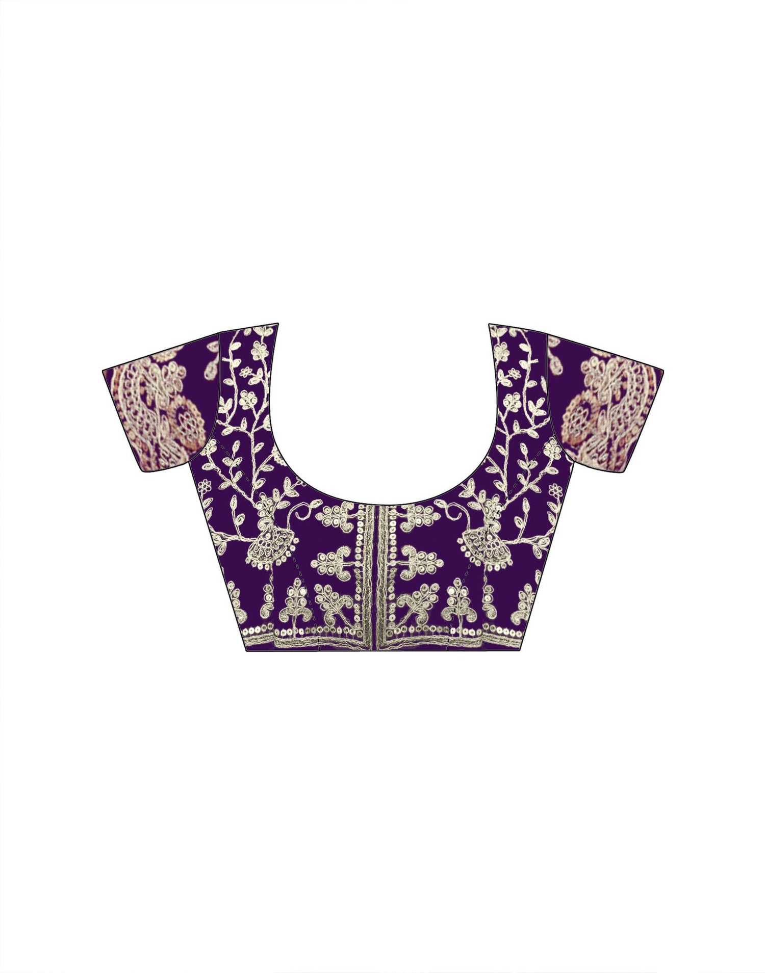 Purple Tissue Silk Sequence Embroidery Saree