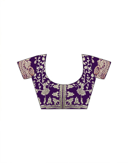 Purple Tissue Silk Sequence Embroidery Saree