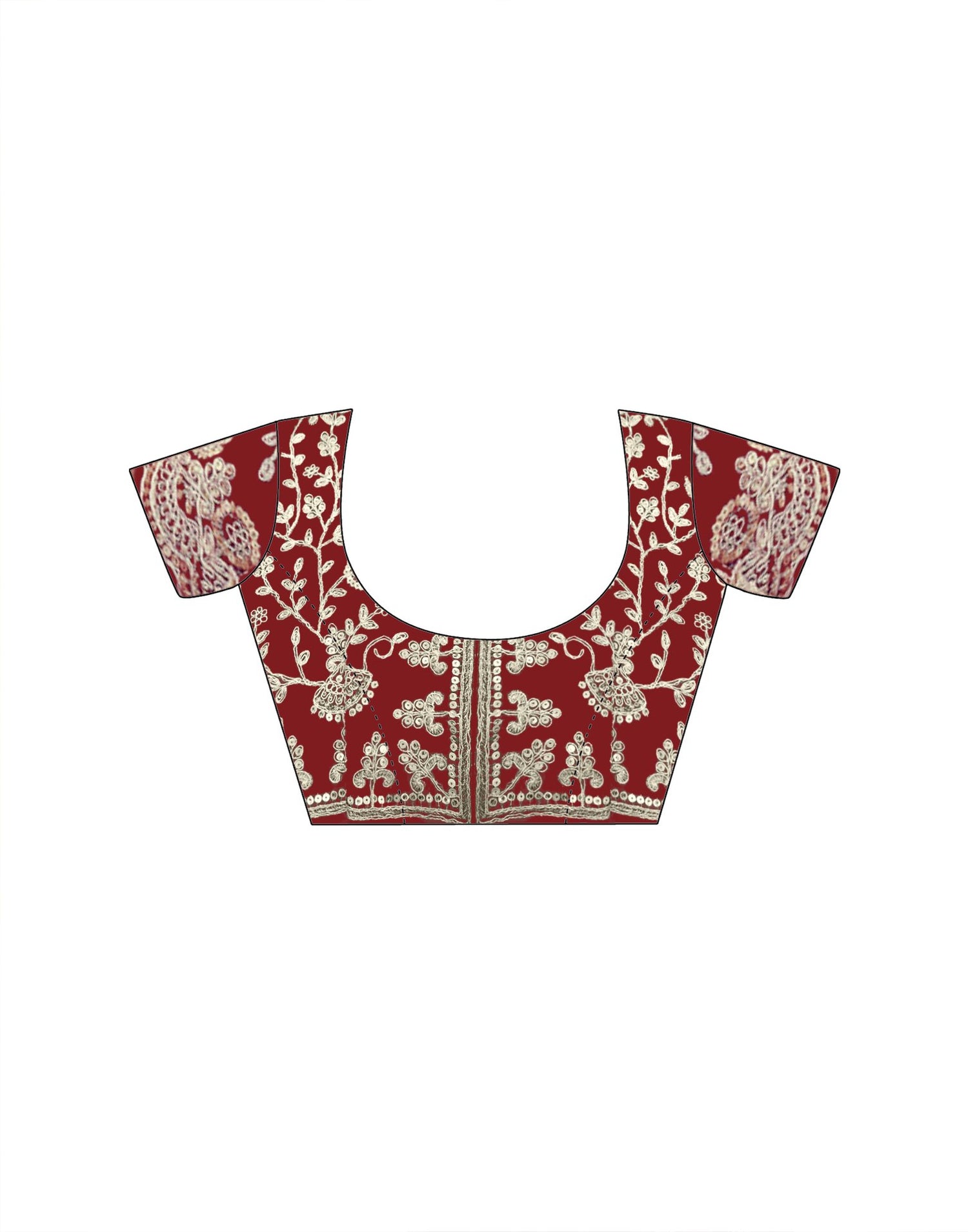 Maroon Tissue Silk Sequence Embroidery Saree