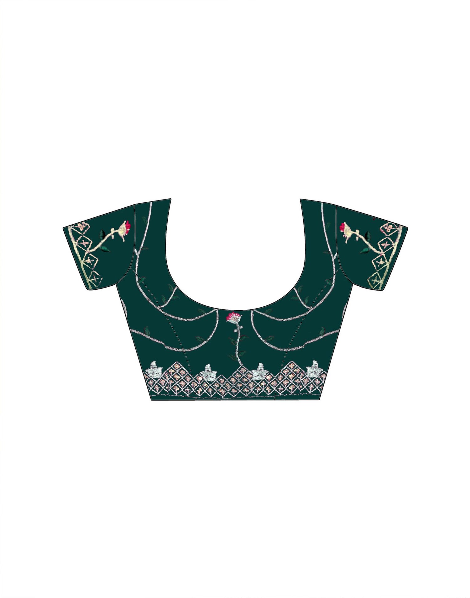 Green Silk Sequence Embroidery Saree
