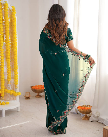 Green Silk Sequence Embroidery Saree