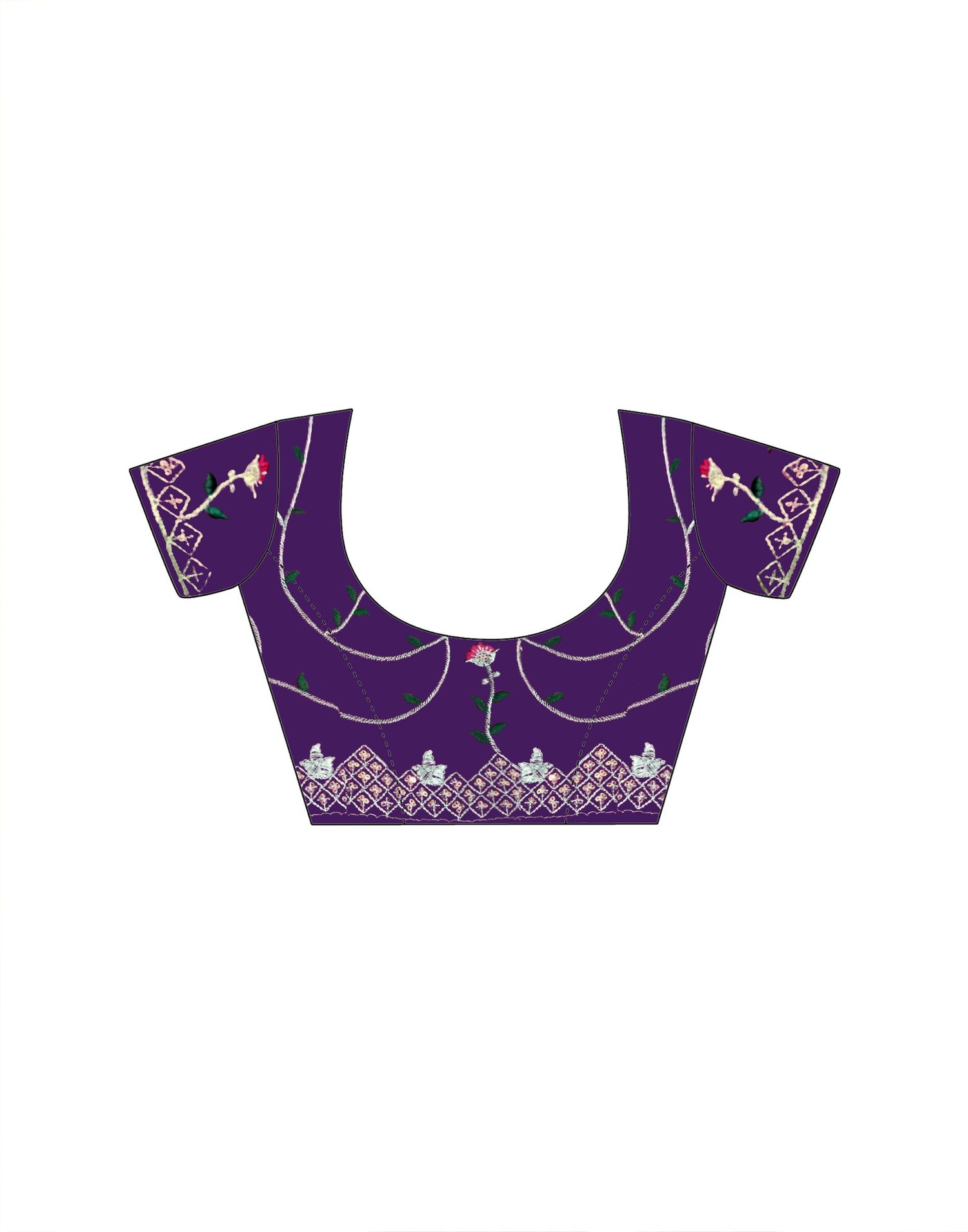 Violet Silk Sequence Embroidery Saree