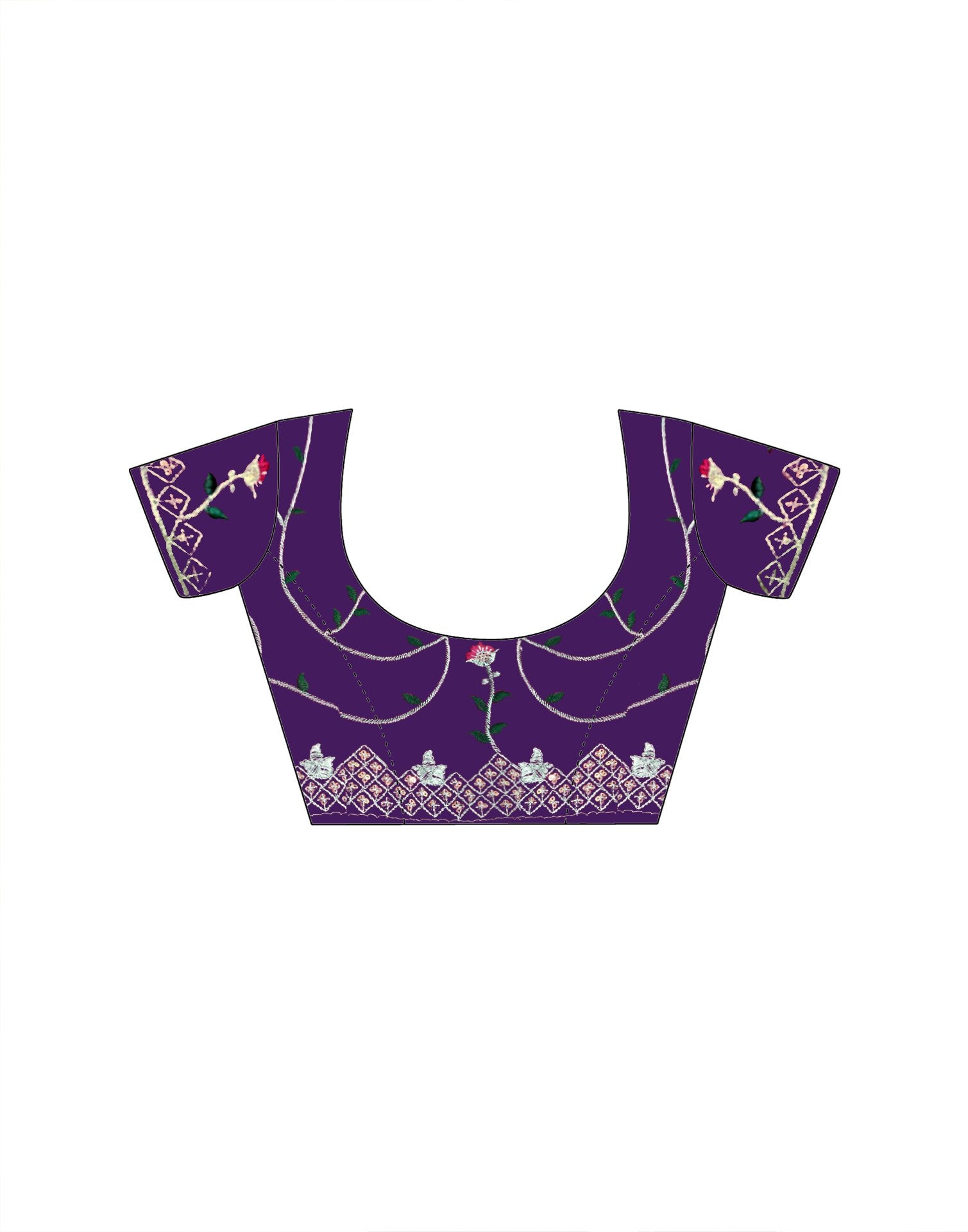 Violet Silk Sequence Embroidery Saree