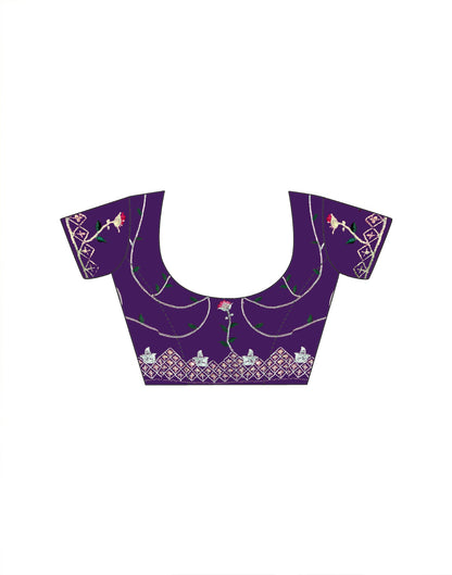 Violet Silk Sequence Embroidery Saree