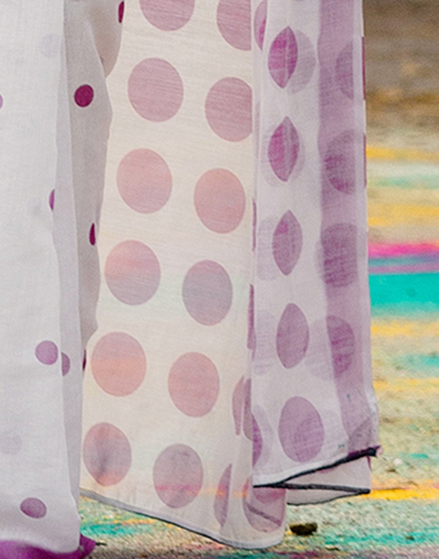 Holi White Linen Printed Saree