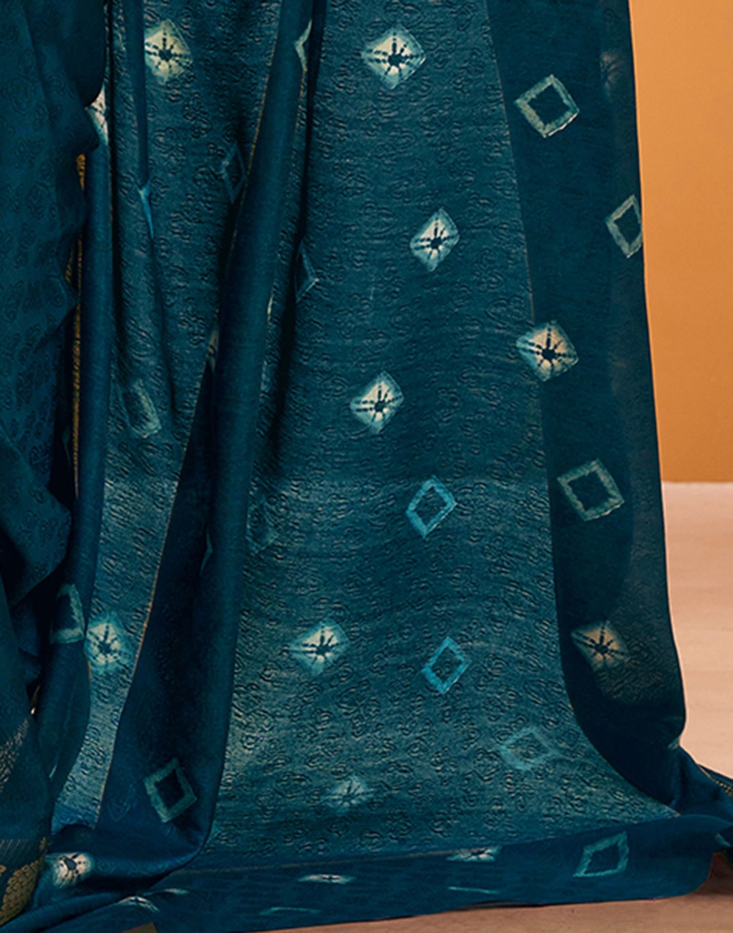 Rama Blue Silk Woven Printed Saree