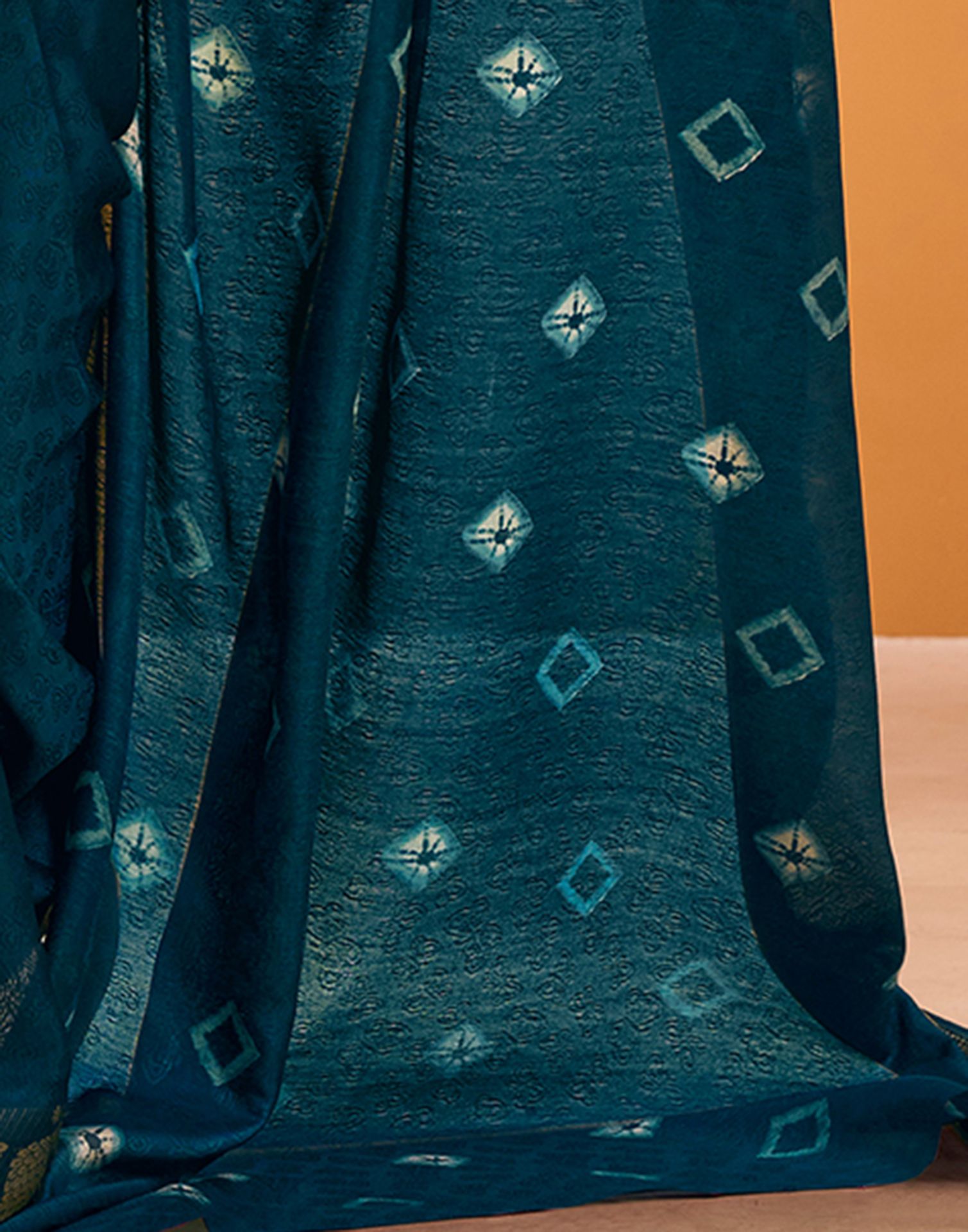 Rama Blue Silk Woven Printed Saree