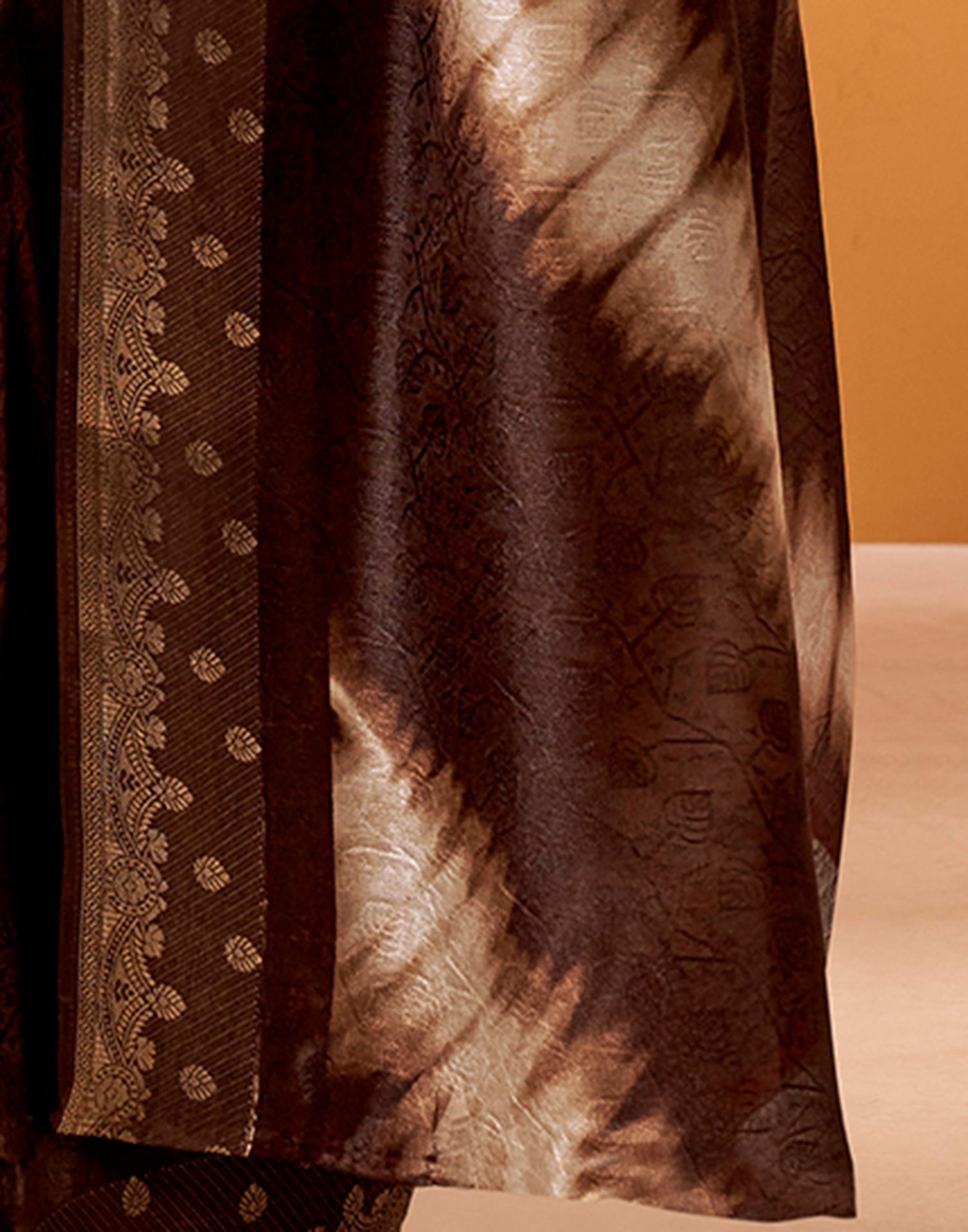 Brown Silk Woven Printed Saree