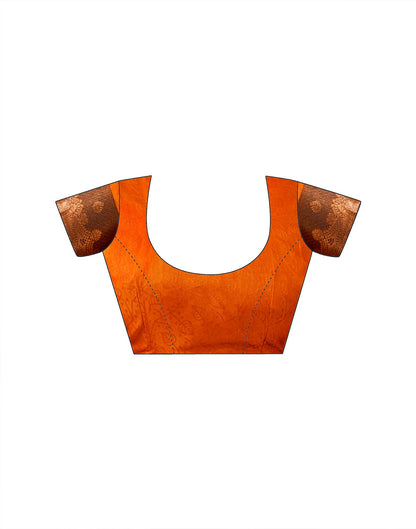 Brown Silk Woven Printed Saree