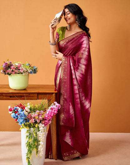 Maroon Silk Woven Printed Saree
