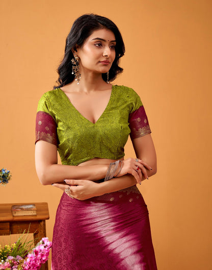 Maroon Silk Woven Printed Saree