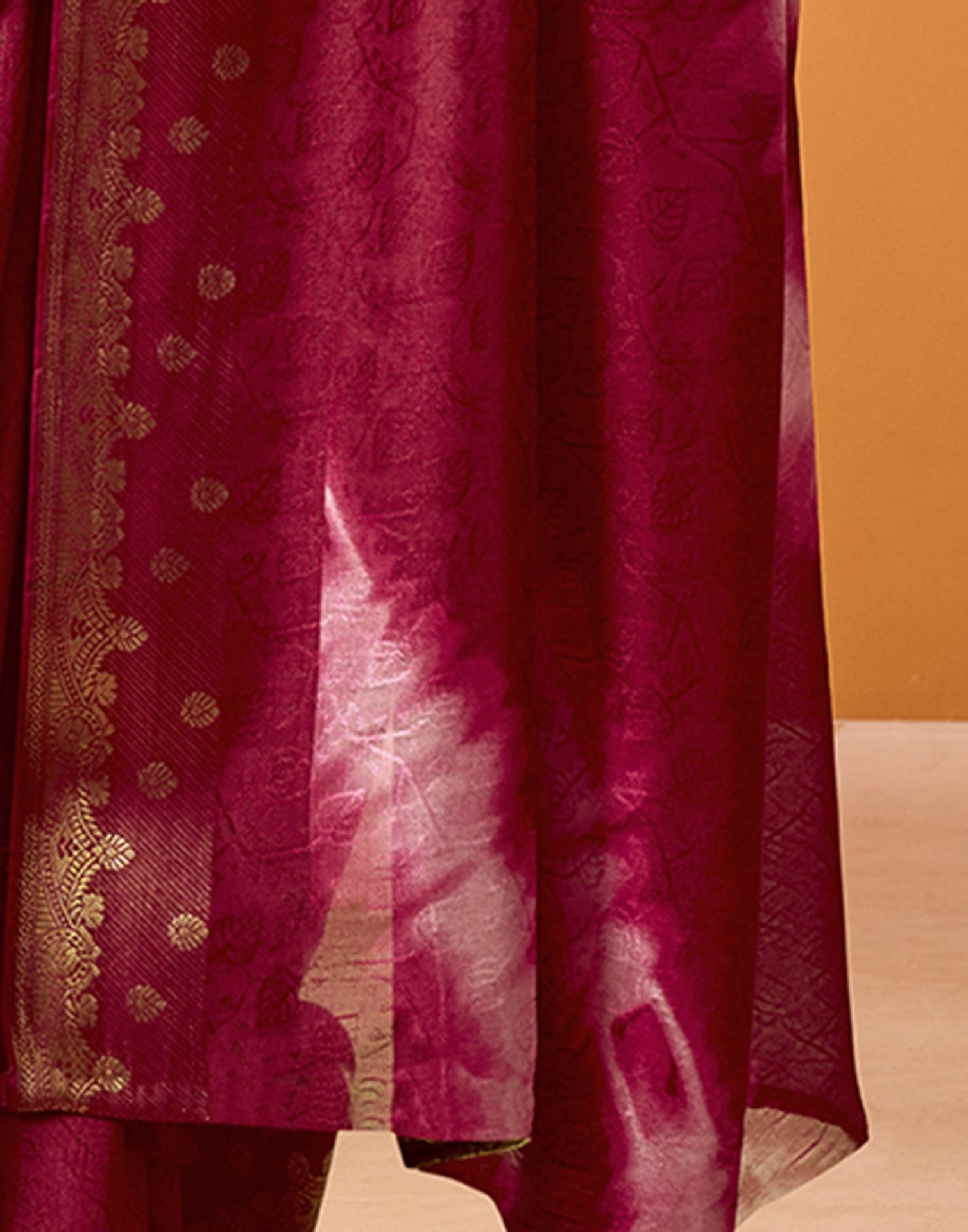 Maroon Silk Woven Printed Saree