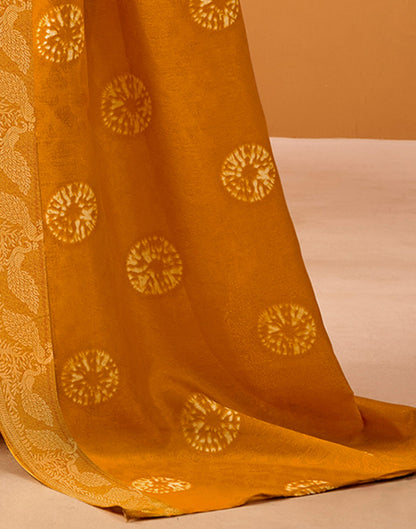 Turmeric Yellow Silk Woven Printed Saree