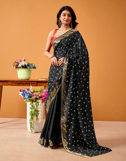 Black Silk Woven Printed Saree