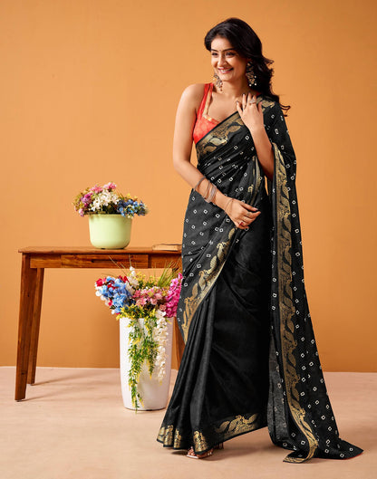 Black Silk Woven Printed Saree