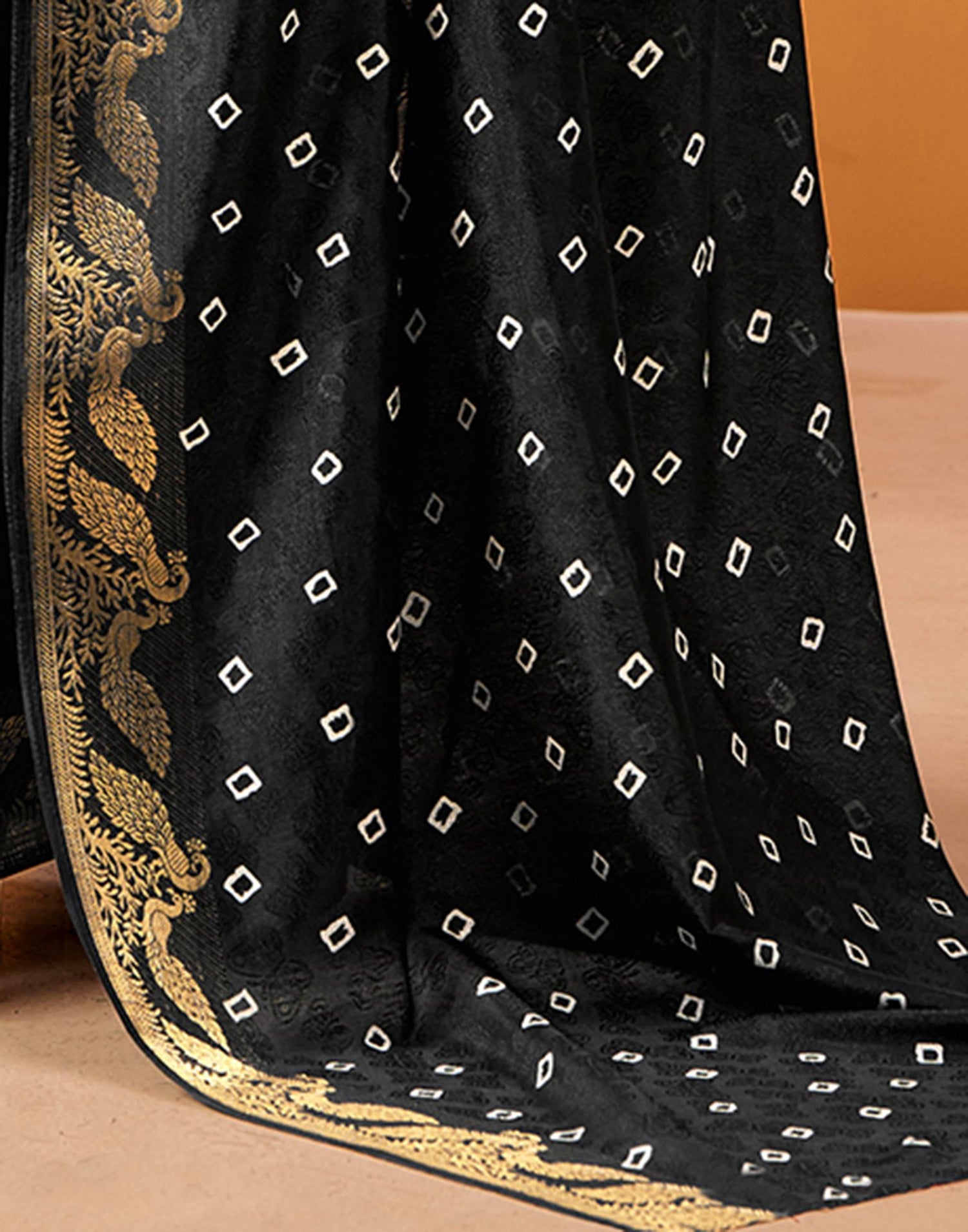 Black Silk Woven Printed Saree