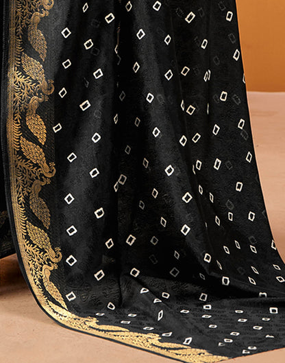 Black Silk Woven Printed Saree