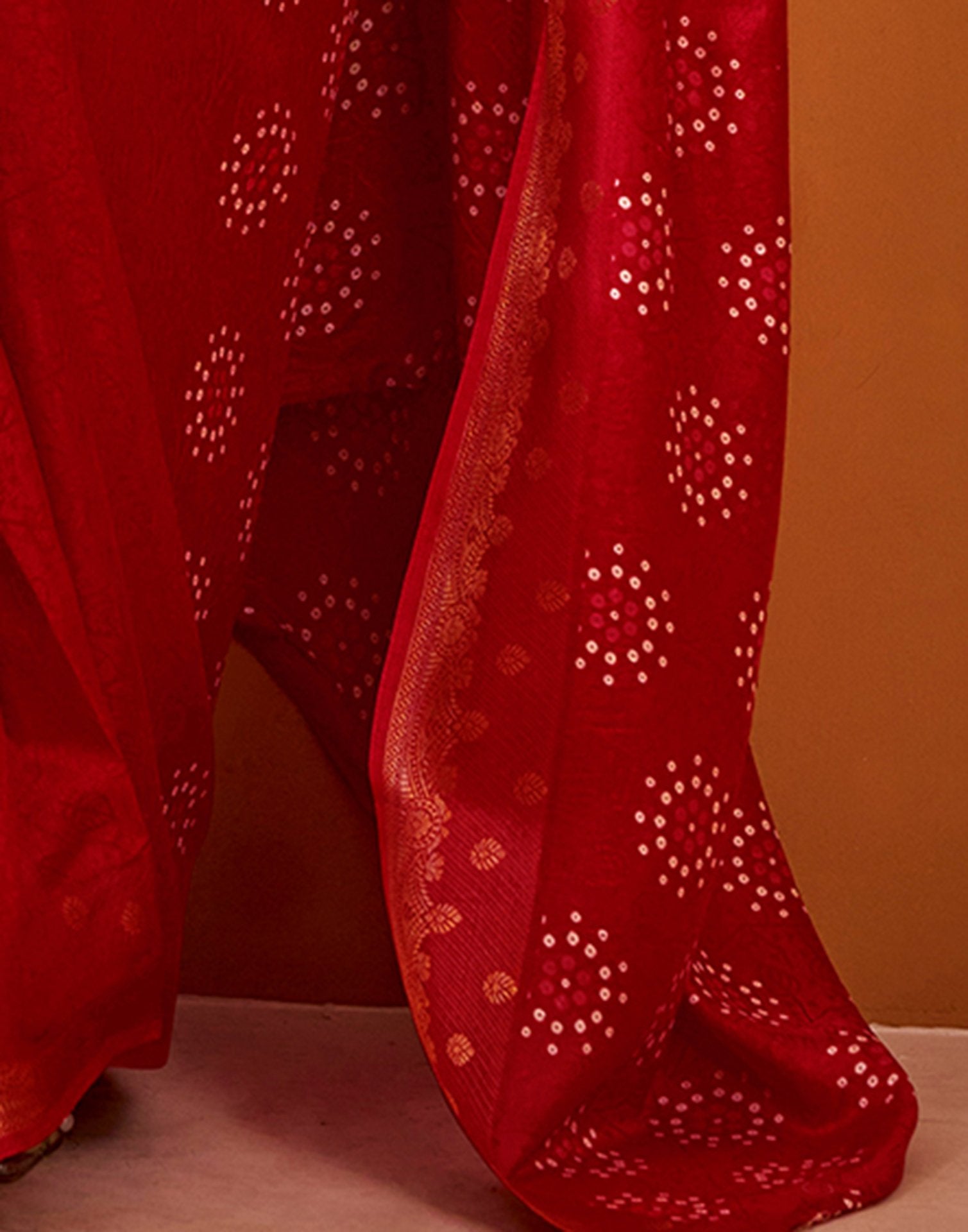 Red Silk Woven Printed Saree