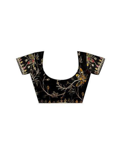 Black Georgette Printed Bandhani Saree