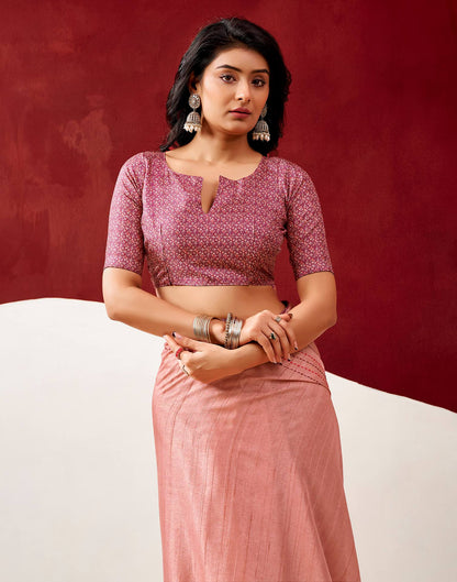 Peach Silk Embroidery Saree